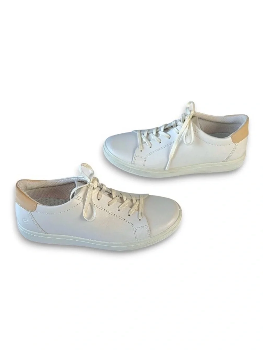Ecco White Leather Classic Tie Low Top Women’s Sneakers Size 38